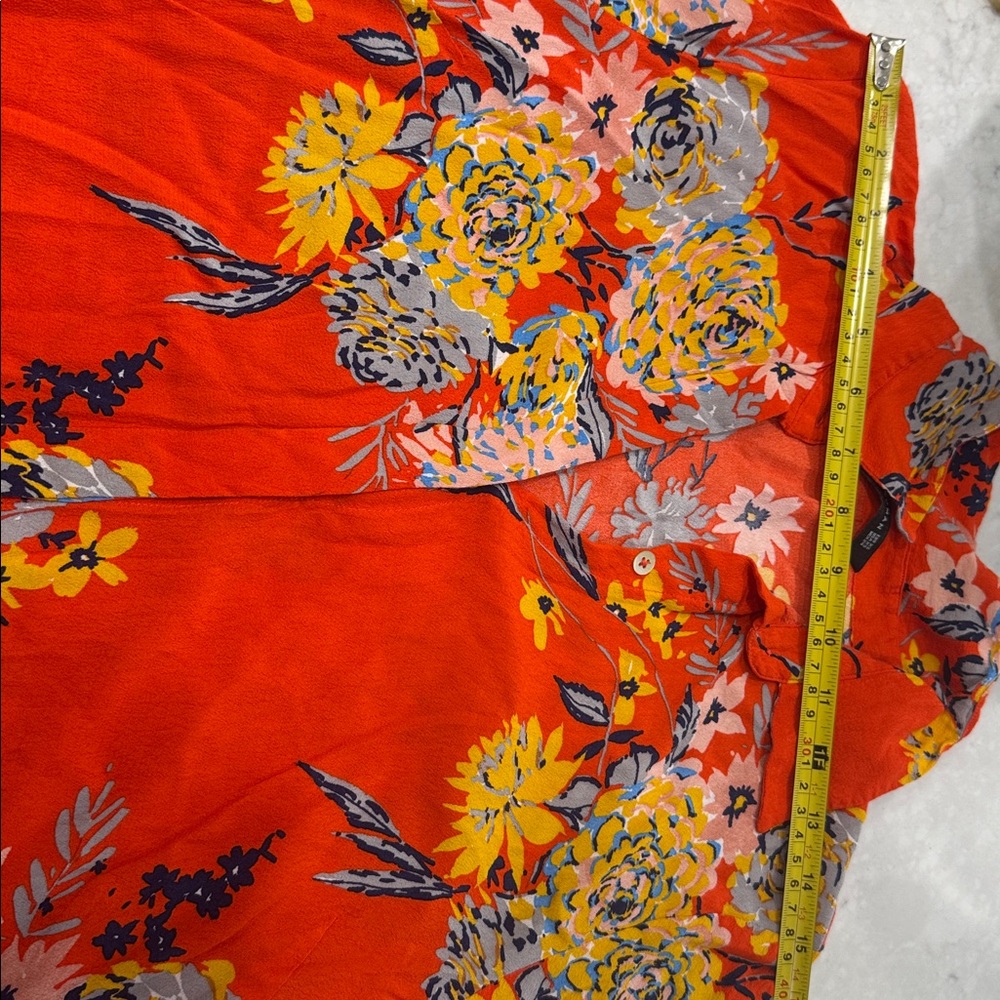 Zara bright orange Floral Button-Up mini dress - Picture 4 of 6